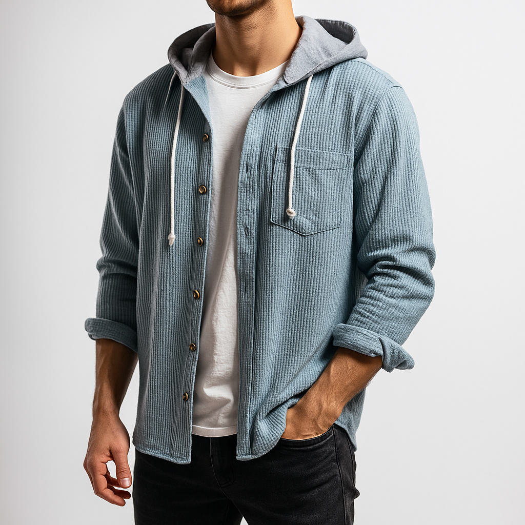 Mason Corduroy Hooded Shirt — Hopeforwho (view 3)