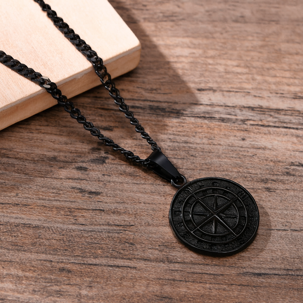 Steel Compass Necklace — Hopeforwho (view 6)