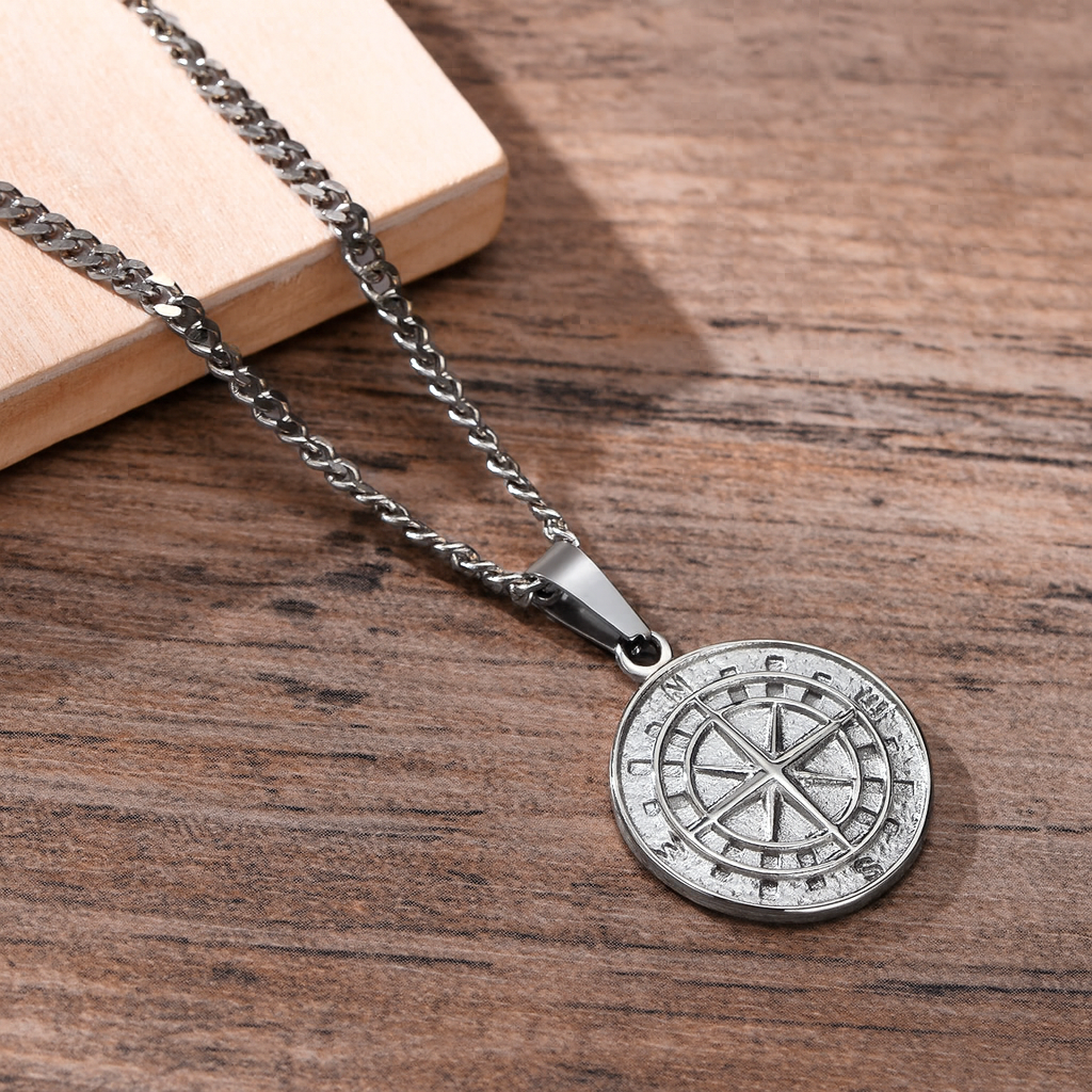 Steel Compass Necklace — Hopeforwho (view 5)