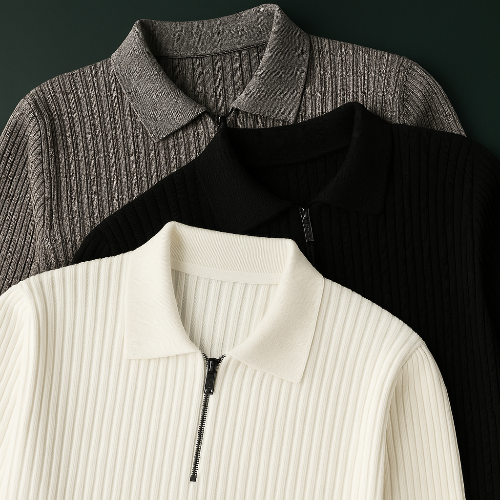 Quarter-Zip Sweater – Cotton Ribbed Men's Sweater | Savoni — Hopeforwho (view 8)
