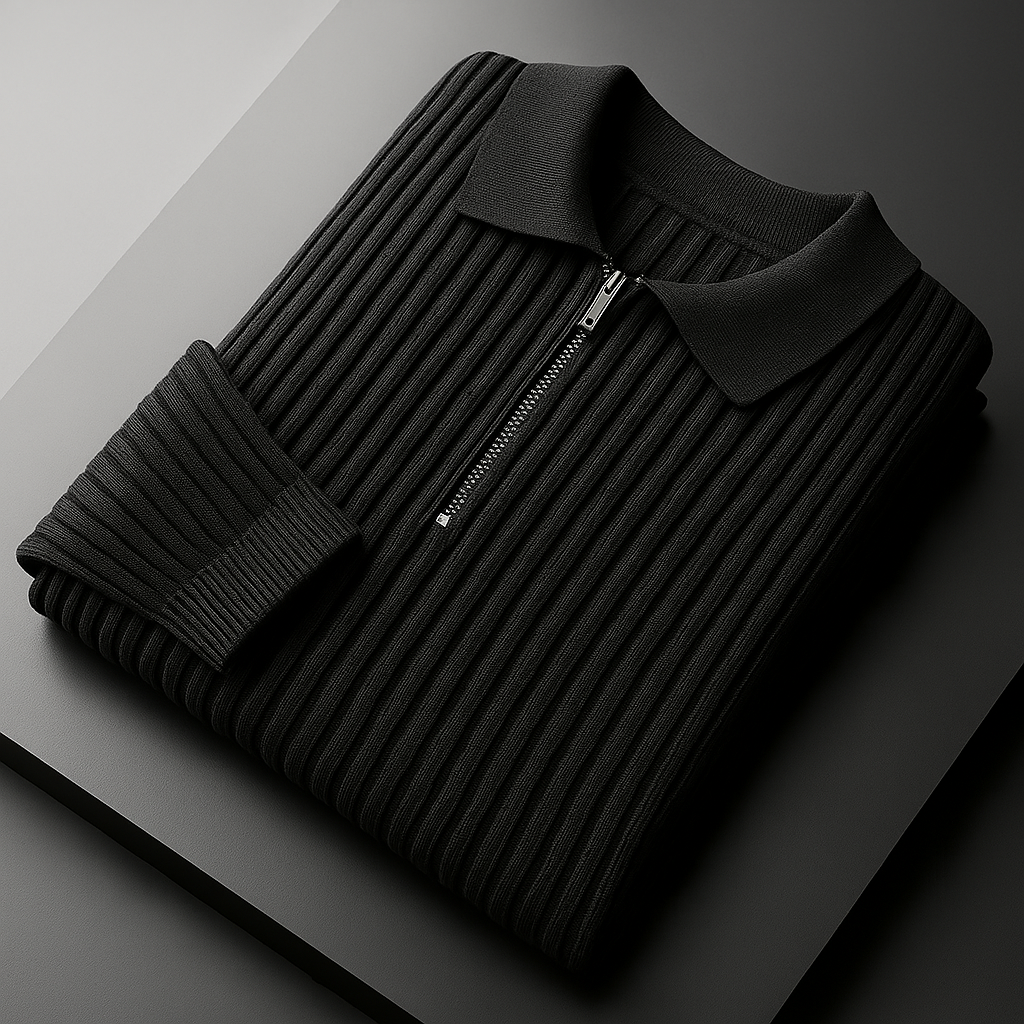 Quarter-Zip Sweater – Cotton Ribbed Men's Sweater | Savoni — Hopeforwho (view 6)