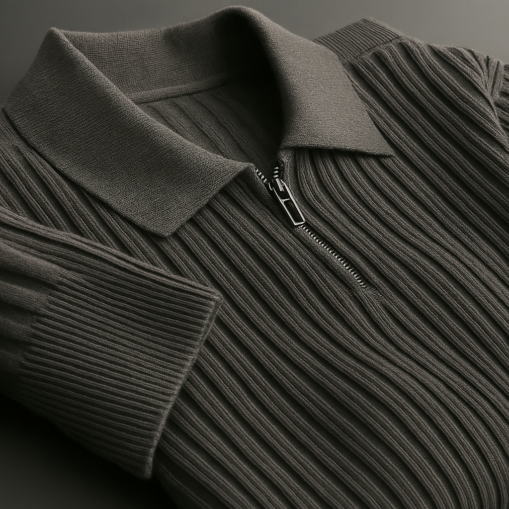 Quarter-Zip Sweater – Cotton Ribbed Men's Sweater | Savoni — Hopeforwho (view 4)