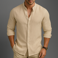 Linen Button-Up Shirt – Men's Band Collar Summer Shirt | Avani — Hopeforwho