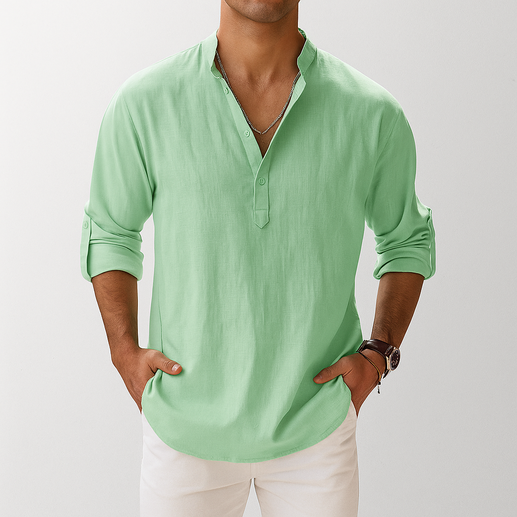 Linen Popover Shirt – Men's Casual Summer Shirt | Arden — Hopeforwho (view 5)