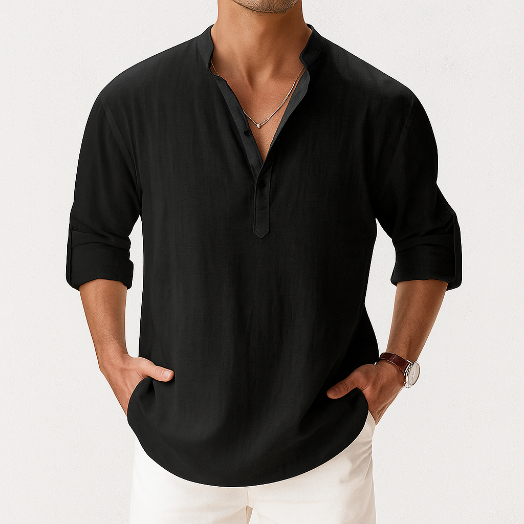 Linen Popover Shirt – Men's Casual Summer Shirt | Arden — Hopeforwho (view 2)