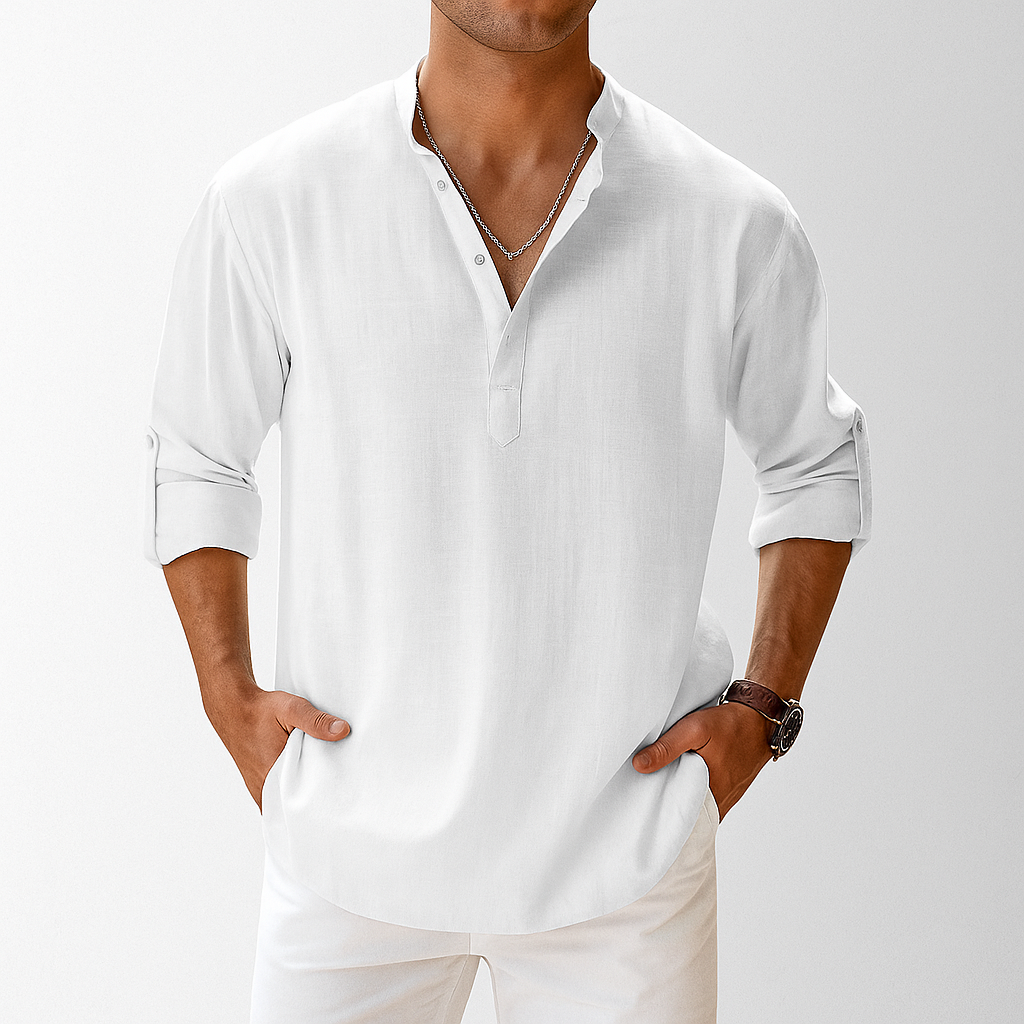 Linen Popover Shirt – Men's Casual Summer Shirt | Arden — Hopeforwho (view 3)
