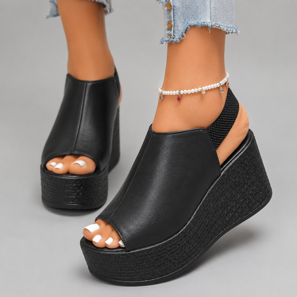 Avelin Leather Platform Sandals — Hopeforwho (view 4)