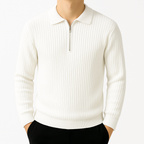 Quarter-Zip Sweater – Men's Cotton Ribbed Long Sleeve| Rivano — Hopeforwho (view 3)