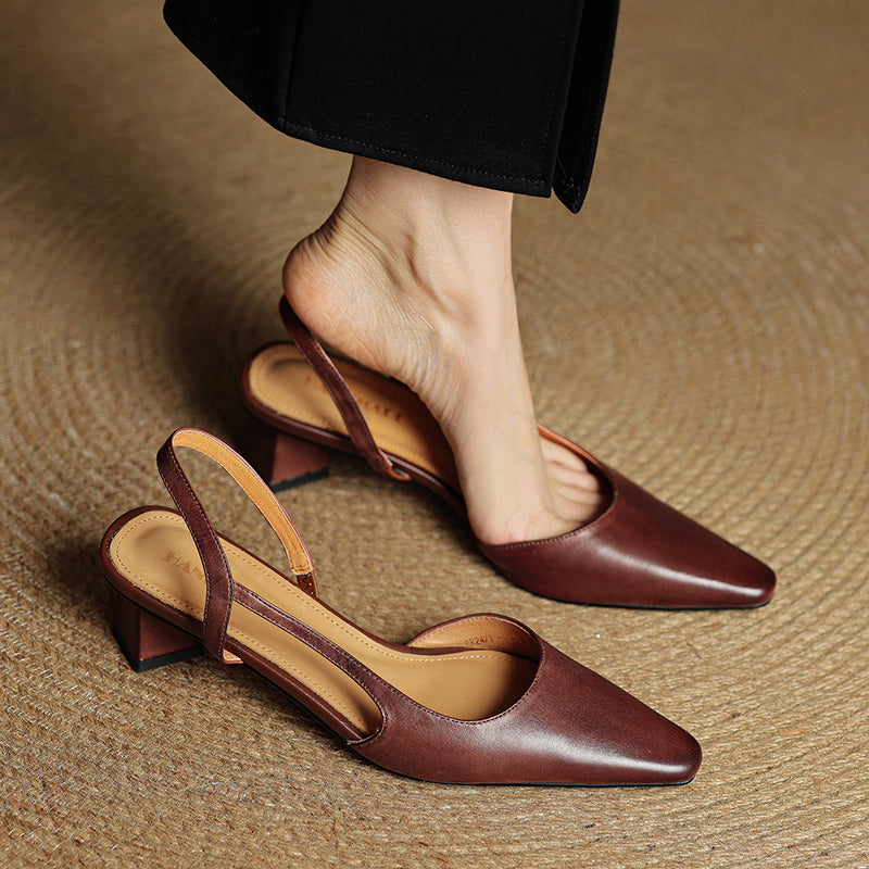 Camille Genuine Leather Heels — Hopeforwho (view 3)
