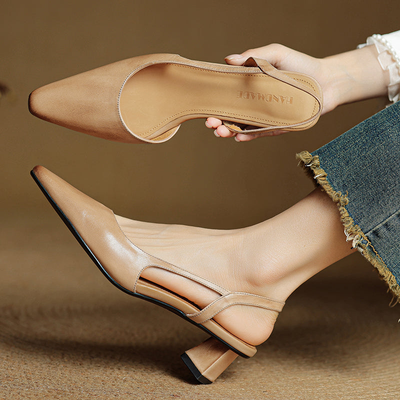 Camille Genuine Leather Heels — Hopeforwho (view 8)