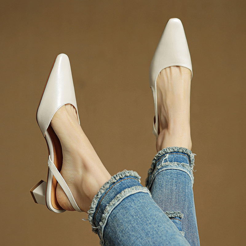 Camille Genuine Leather Heels — Hopeforwho (view 12)