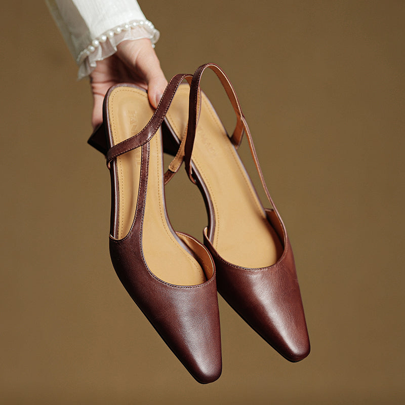 Camille Genuine Leather Heels — Hopeforwho (view 4)