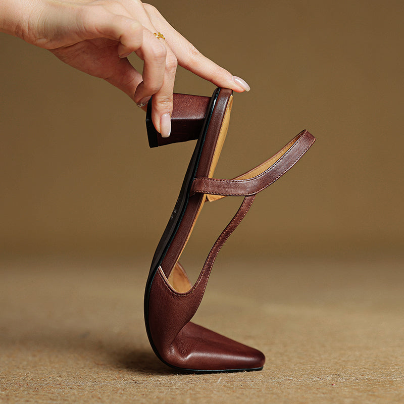 Camille Genuine Leather Heels — Hopeforwho (view 5)