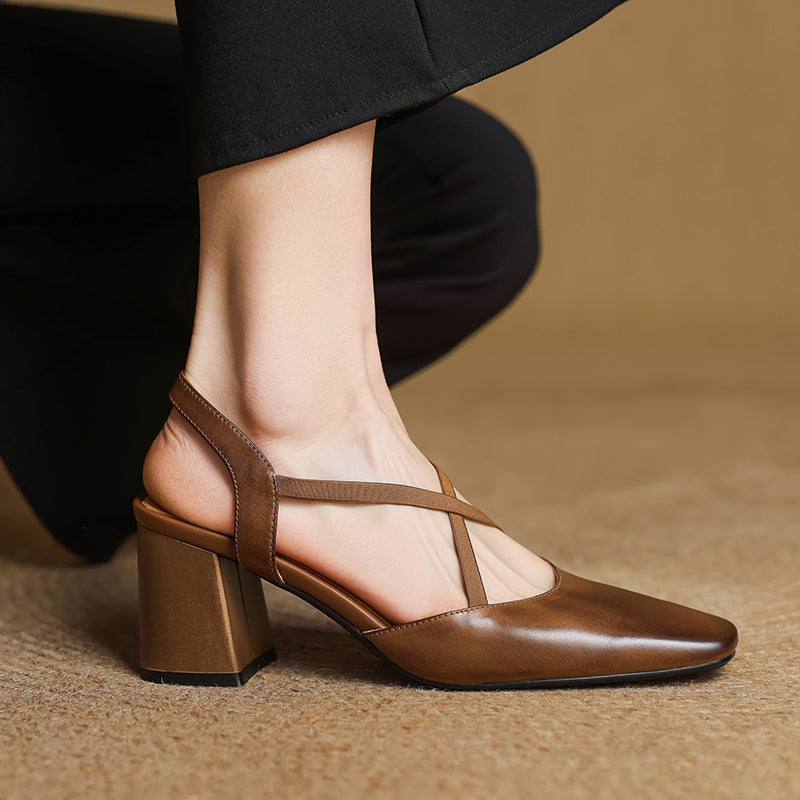 Blaire Leather Heels — Hopeforwho (view 4)