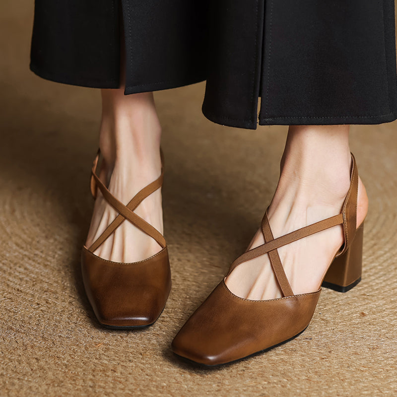 Blaire Leather Heels — Hopeforwho (view 5)