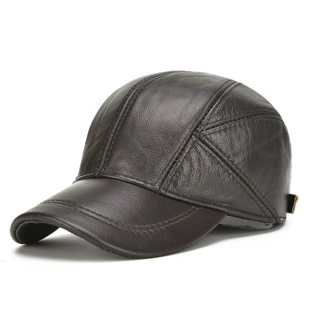 Leather Vintage Cap – Men's Adjustable Genuine Leather Hat | Verano — Hopeforwho (view 3)