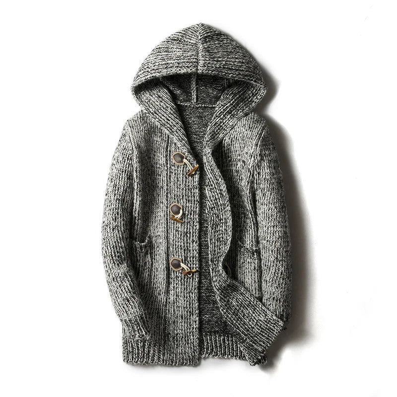 Hooded Cardigan – Men's Wool Blend Knit Sweater | Mason — Hopeforwho (view 3)