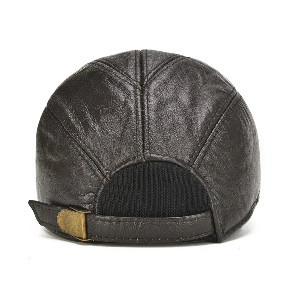 Leather Vintage Cap – Men's Adjustable Genuine Leather Hat | Verano — Hopeforwho (view 4)