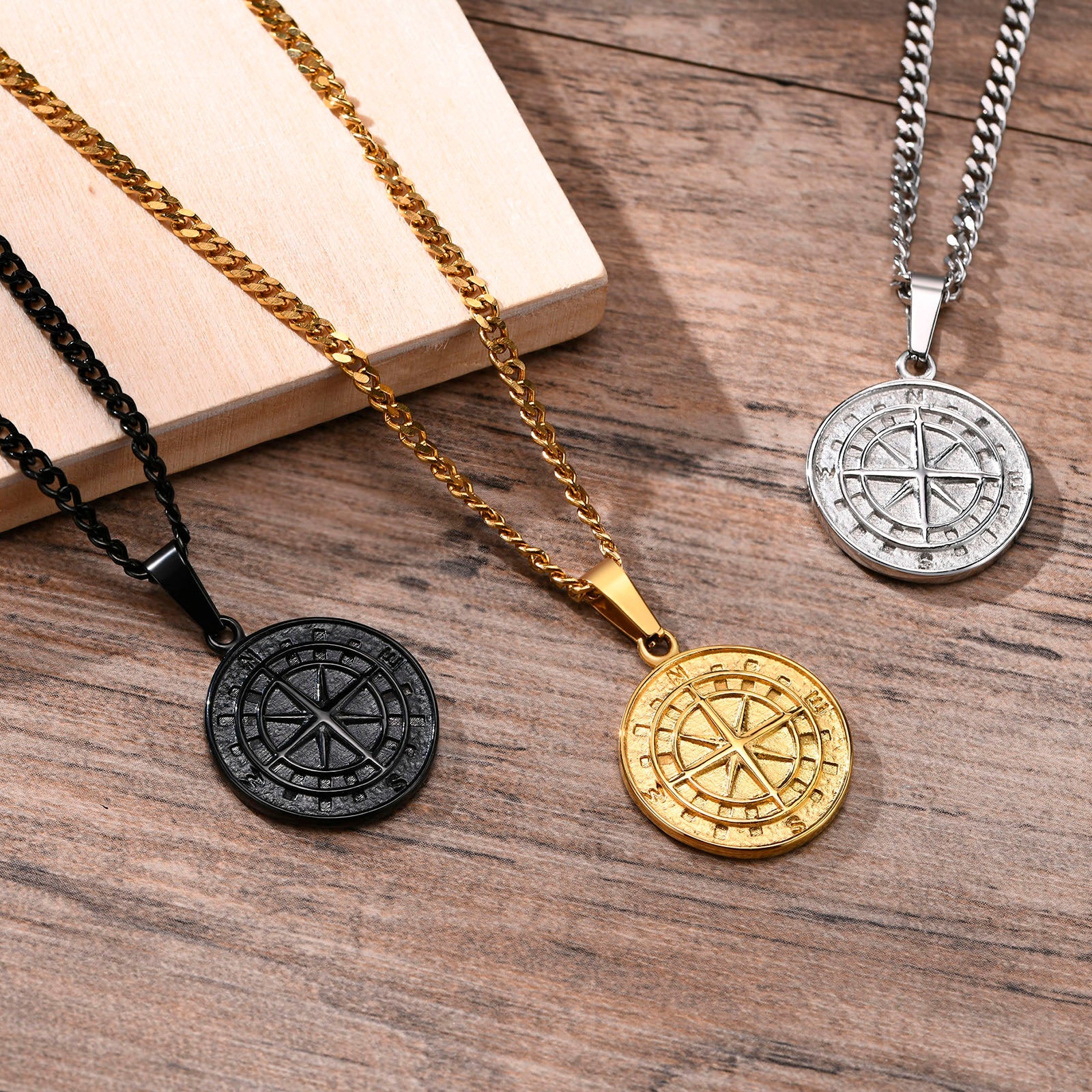 Steel Compass Necklace — Hopeforwho (view 7)