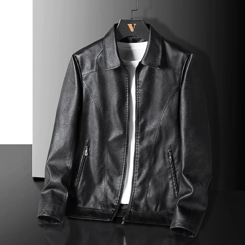 Vintage Leather Zip-Up Jacket – Men's Relaxed Fit | Verano — Hopeforwho (view 2)