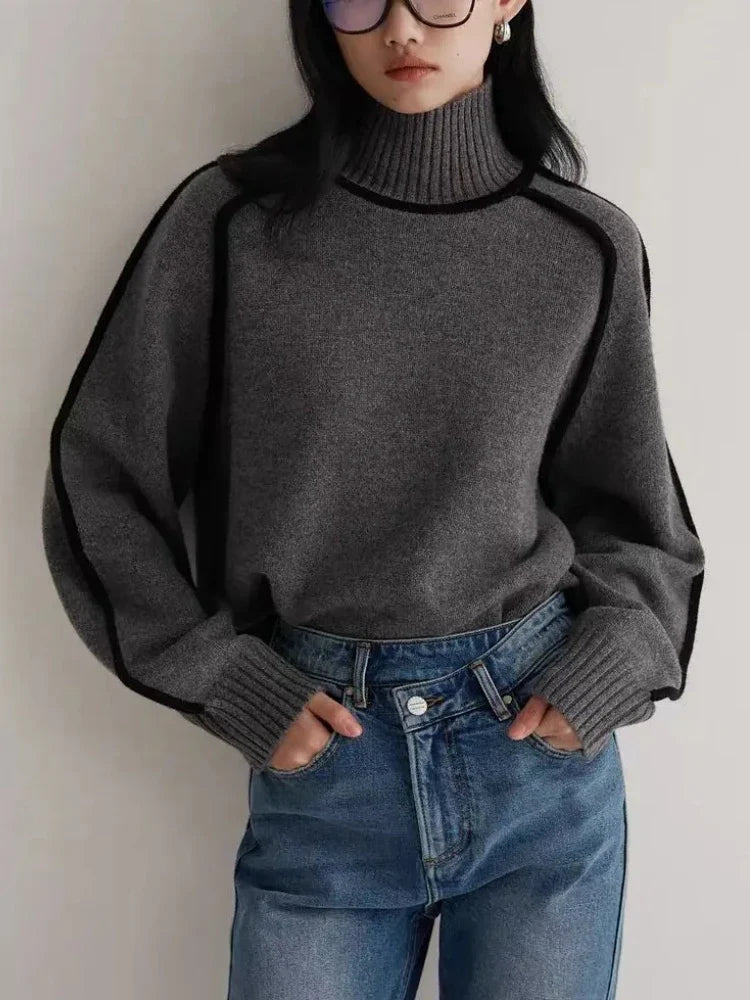 Ribbed Turtleneck Sweater – Women's Knit Top | Sophia — Hopeforwho (view 6)