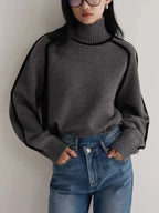 Ribbed Turtleneck Sweater – Women's Knit Top | Sophia — Hopeforwho (view 6)