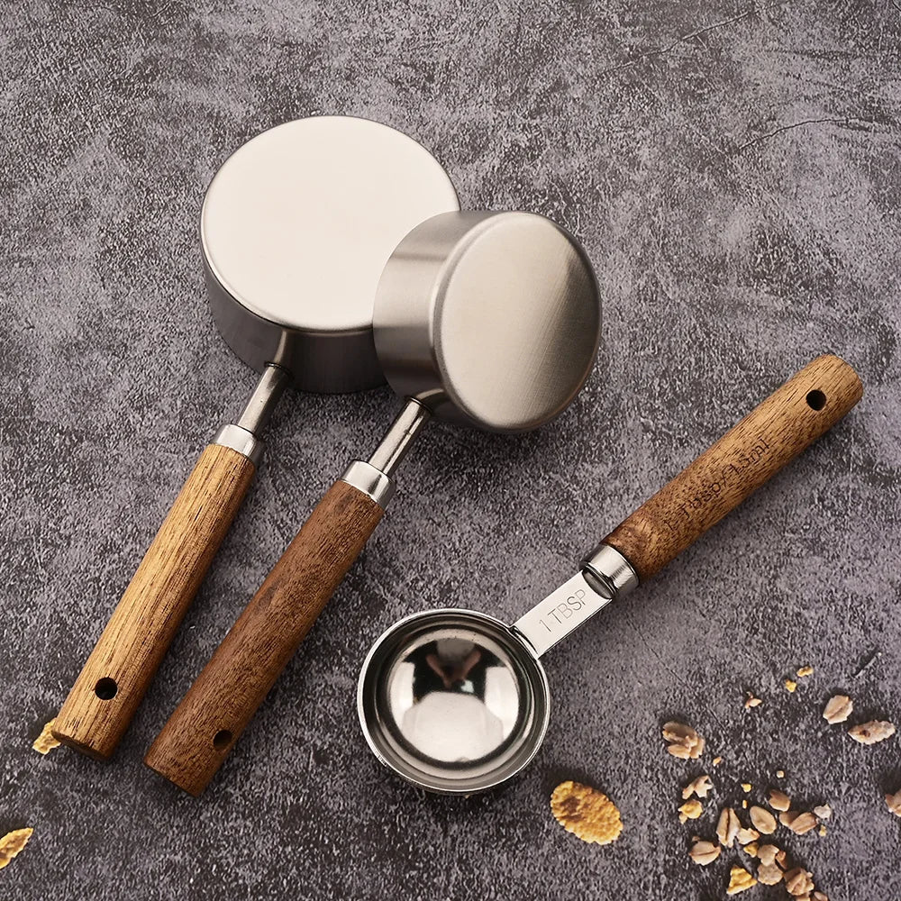 Wood and Steel Measuring Spoon Set — Hopeforwho (view 9)