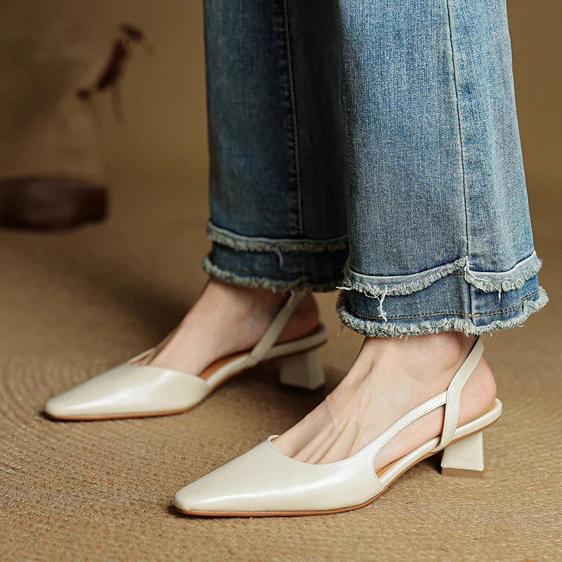Camille Genuine Leather Heels — Hopeforwho (view 11)