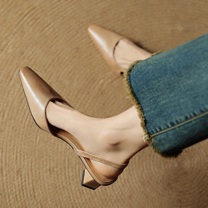 Camille Genuine Leather Heels — Hopeforwho (view 9)