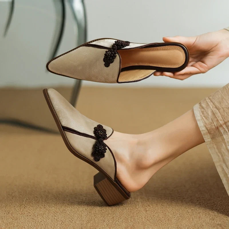 Lotus Suede Heels — Hopeforwho (view 2)