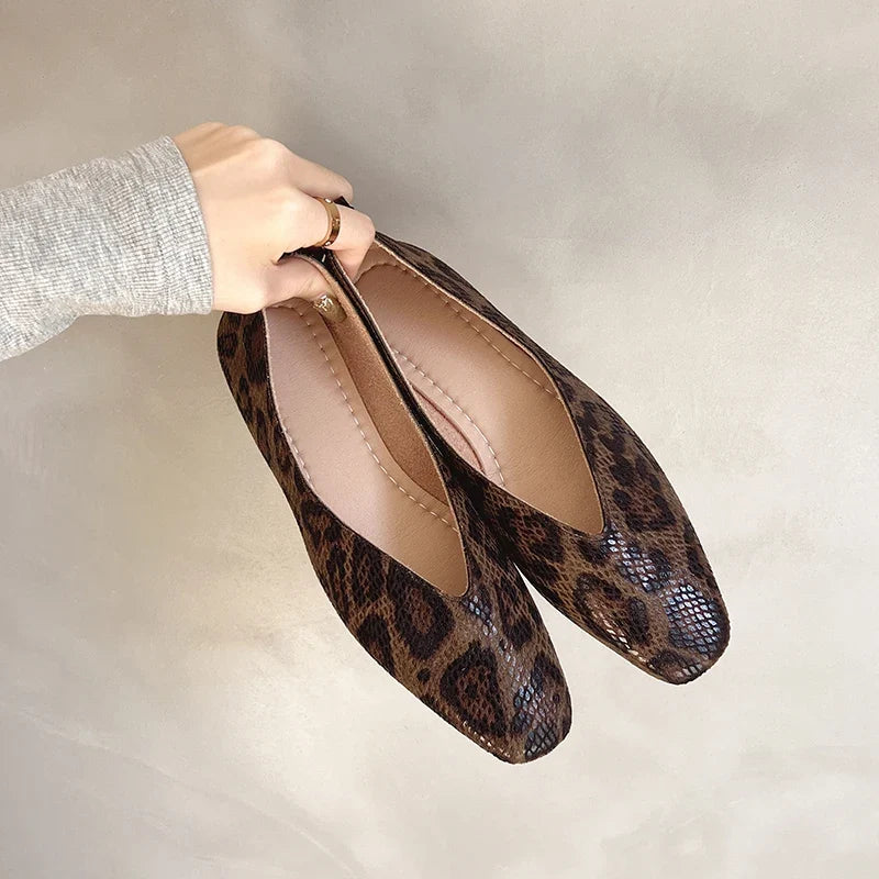 Leopard Vale Leather Flats — Hopeforwho