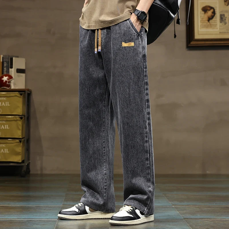 Baggy Wide-Leg Jeans – Men's Drawstring Casual Denim | Arden — Hopeforwho (view 5)