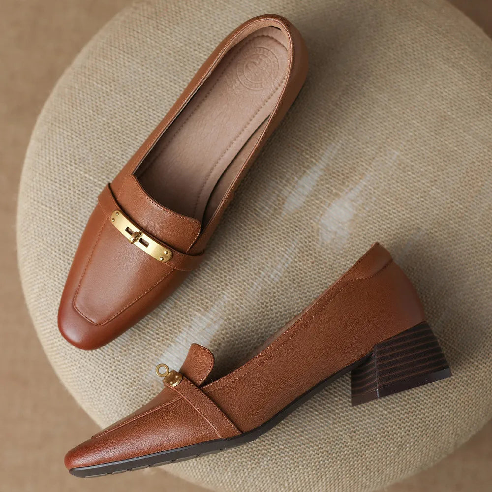 Aveline Genuine Leather Heels — Hopeforwho (view 4)