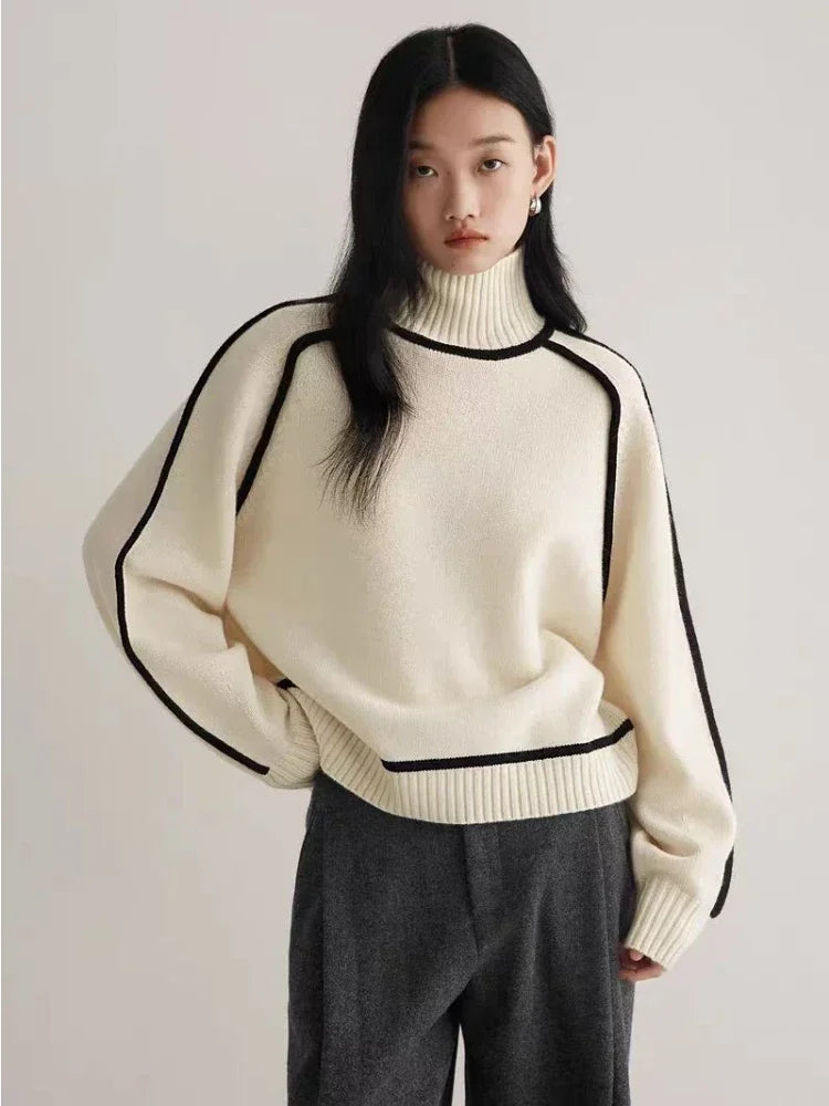 Ribbed Turtleneck Sweater – Women's Knit Top | Sophia — Hopeforwho (view 3)