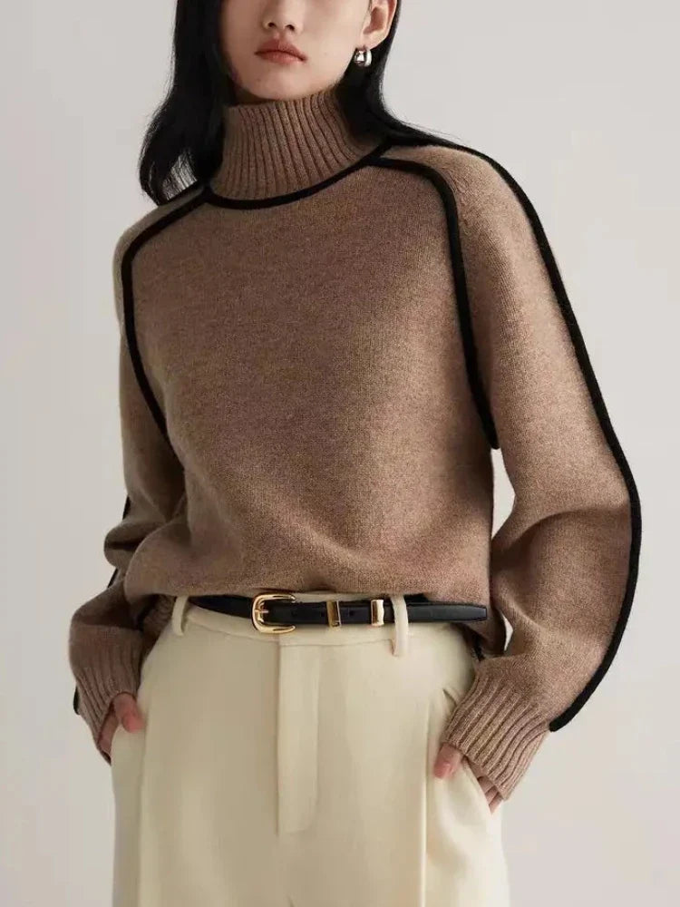 Ribbed Turtleneck Sweater – Women's Knit Top | Sophia — Hopeforwho