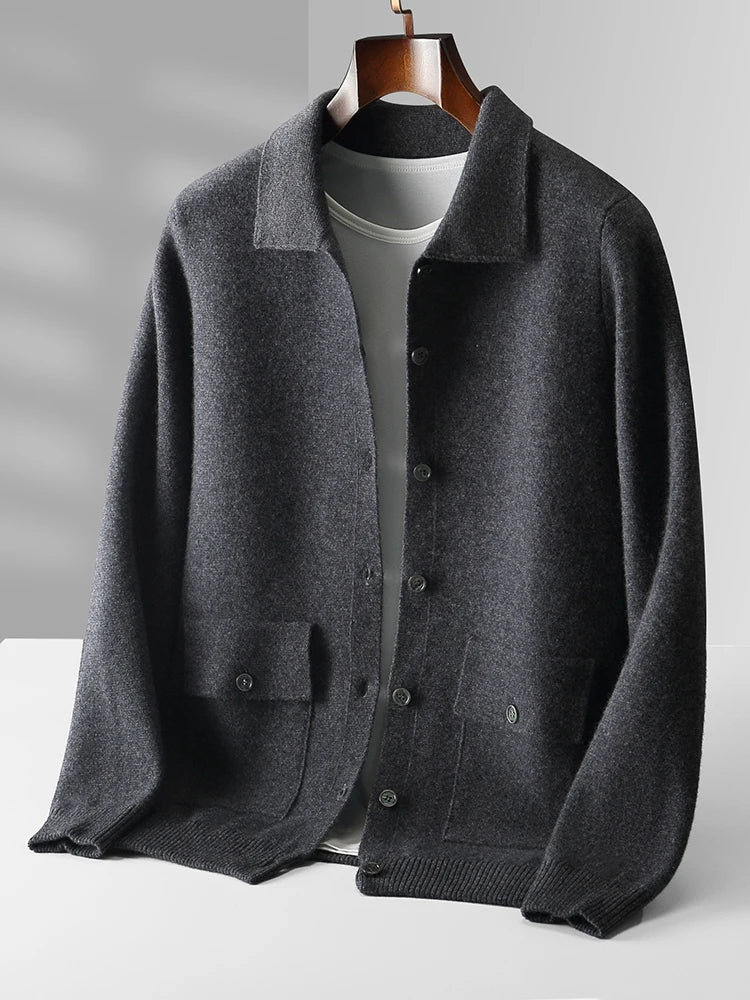 Merino Wool Polo Cardigan – Men's Button Sweater | Savonti — Hopeforwho (view 4)