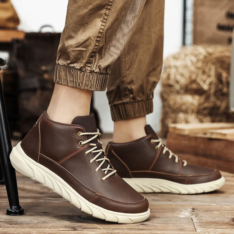 Expedition High-Top Leather Sneakers — Hopeforwho (view 2)