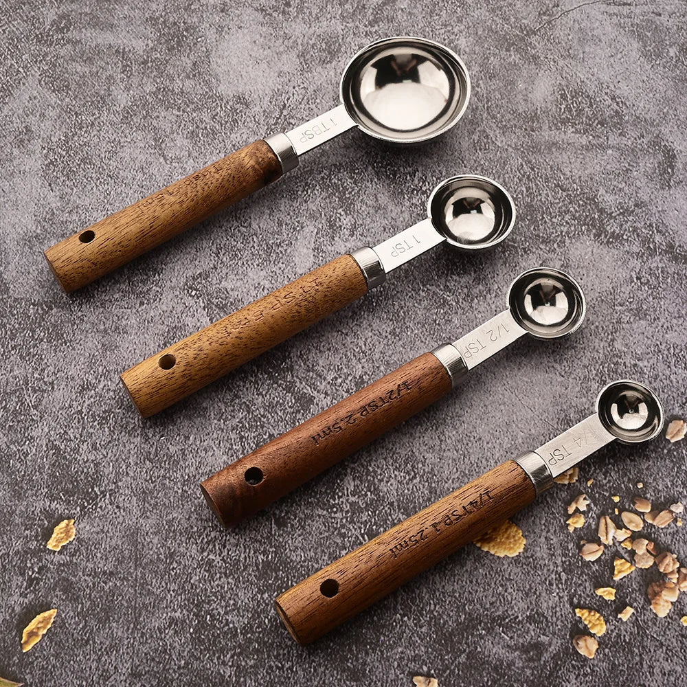 Wood and Steel Measuring Spoon Set — Hopeforwho (view 11)