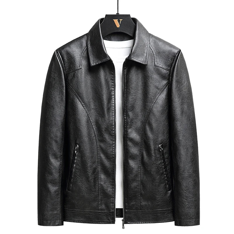 Vintage Leather Zip-Up Jacket – Men's Relaxed Fit | Verano — Hopeforwho (view 4)