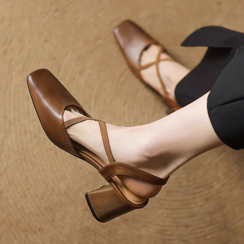 Blaire Leather Heels — Hopeforwho (view 6)