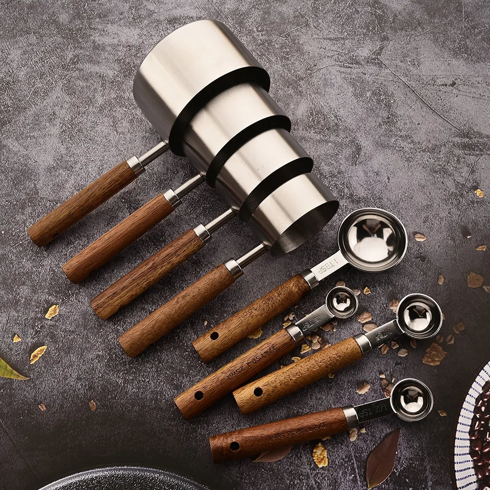 Wood and Steel Measuring Spoon Set — Hopeforwho (view 3)