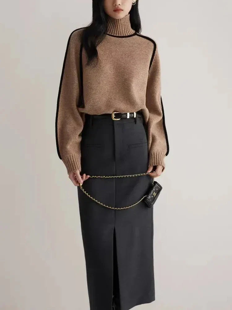 Ribbed Turtleneck Sweater – Women's Knit Top | Sophia — Hopeforwho (view 2)