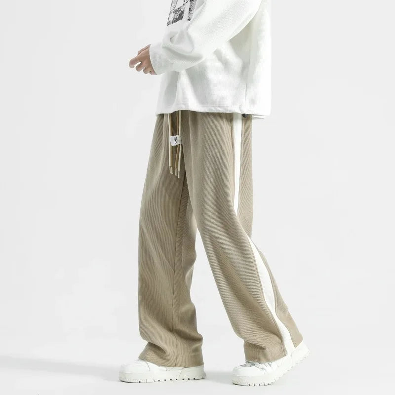 Wide-Leg Sweatpants Side Stripe – Men's Drawstring Lounge Pants | Marston — Hopeforwho