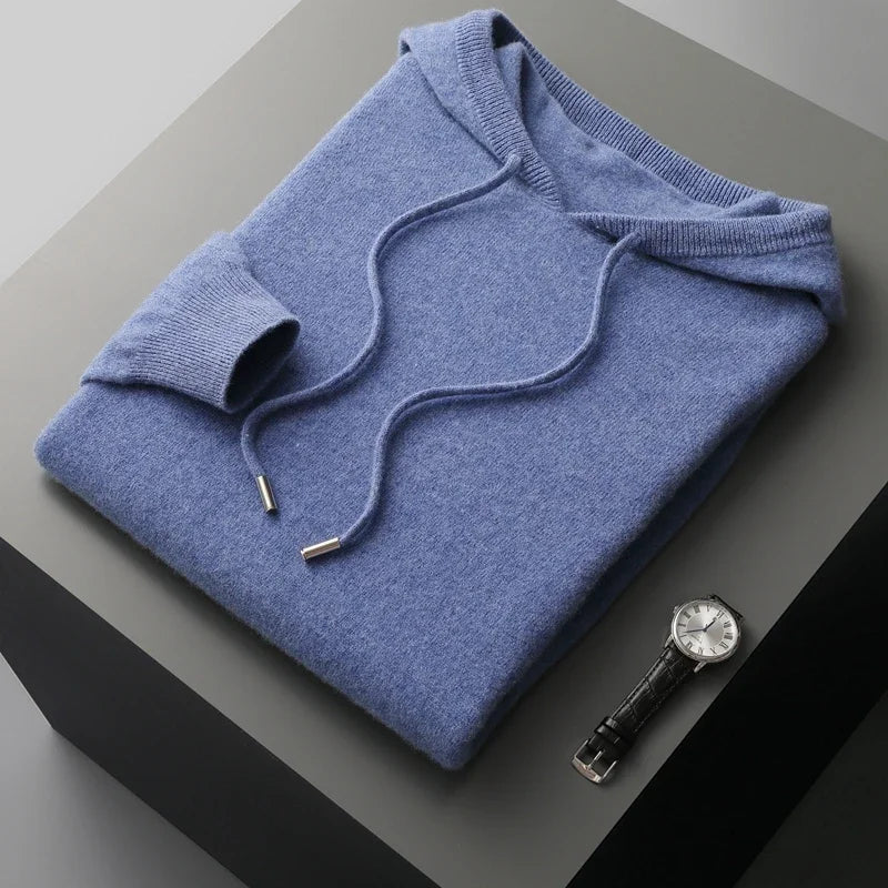Men's Cashmere Drawstring Hoodie | Savoni — Hopeforwho (view 6)