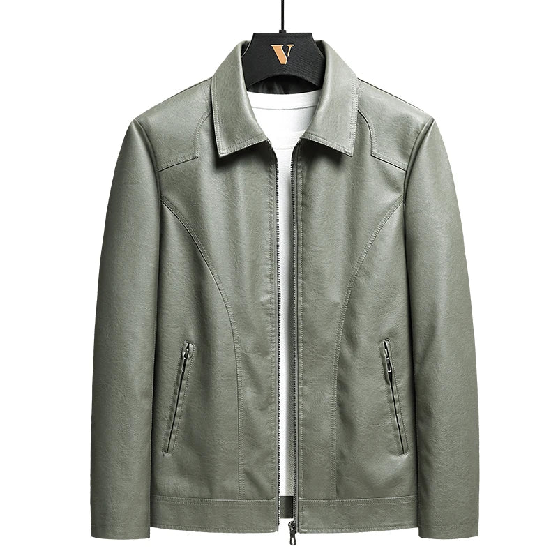 Vintage Leather Zip-Up Jacket – Men's Relaxed Fit | Verano — Hopeforwho (view 5)