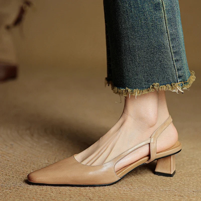 Camille Genuine Leather Heels — Hopeforwho (view 6)