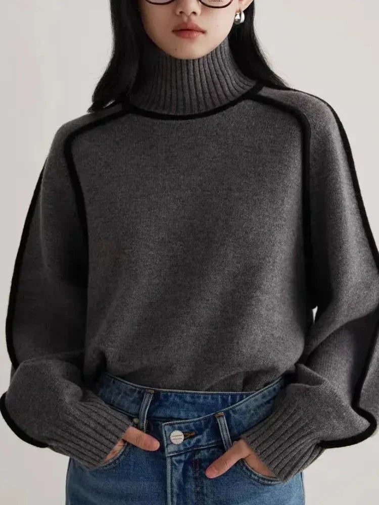 Ribbed Turtleneck Sweater – Women's Knit Top | Sophia — Hopeforwho (view 5)