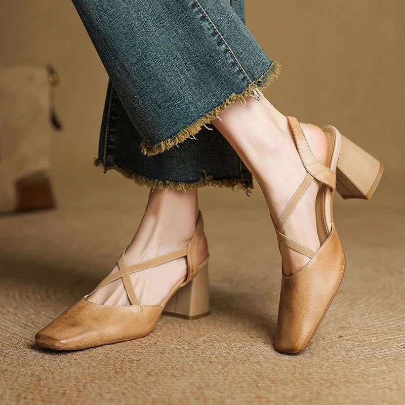 Blaire Leather Heels — Hopeforwho (view 2)