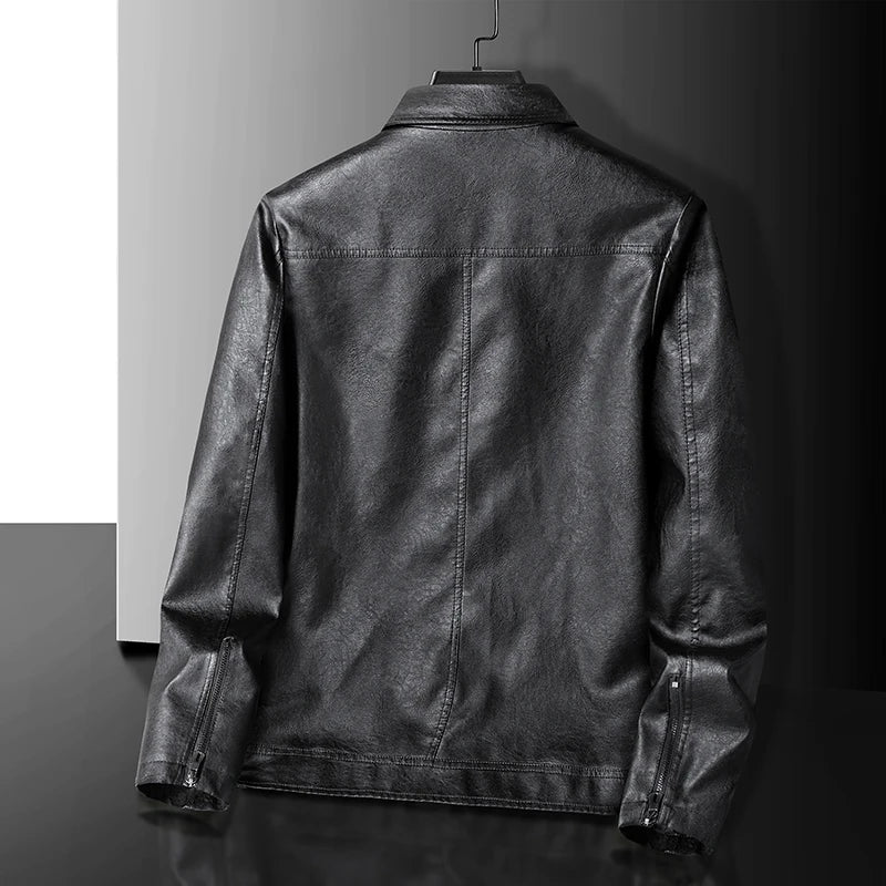 Vintage Leather Zip-Up Jacket – Men's Relaxed Fit | Verano — Hopeforwho (view 3)
