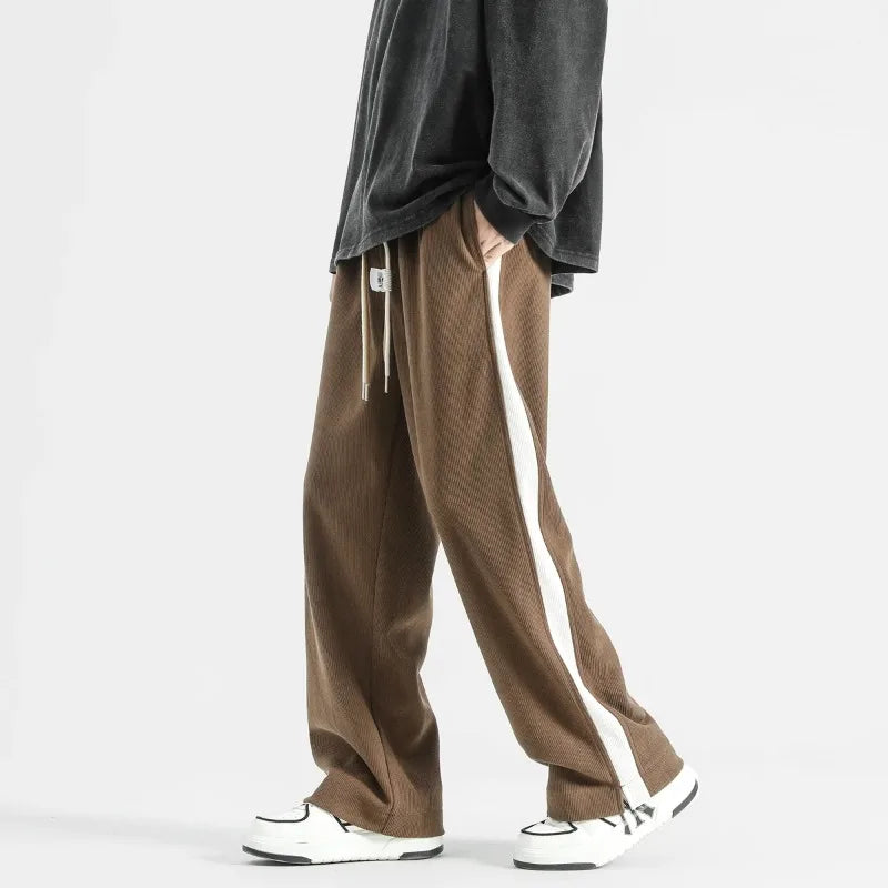 Wide-Leg Sweatpants Side Stripe – Men's Drawstring Lounge Pants | Marston — Hopeforwho (view 5)